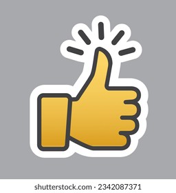 Sube el icono "me gusta", pegatina, vector.