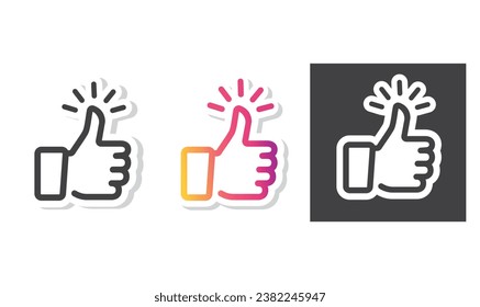 Thumb up "like" icon, sticker, vector.