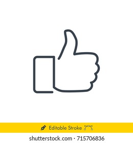 Thumb Up (Like) Icon / Vector - In Line / Stroke Design with Editable Stroke