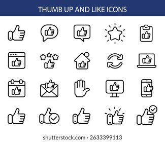 Thumb Up and Like Icons Set.