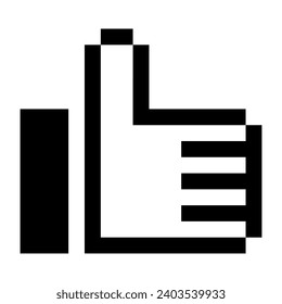 Thumb up like. Pixel vector illustration.

