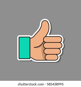Thumb up like sticker icon, vector isolared illustration.