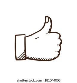 Thumb up like symbol. Isolated sketch icon pictogram. Eps 10 vector illustration.