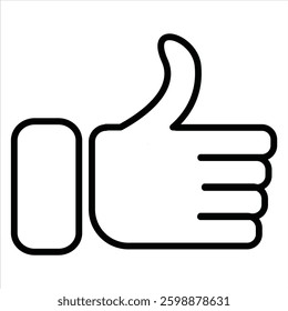 Thumb up like symbol. Outline thumb like reaction vector illustration.