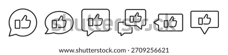 Thumb up and Like thin line icon set. Web minimal icons