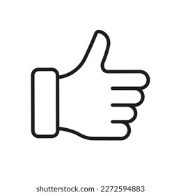 Thumb Up Line Icon. Finger Up, Good, Best Gesture Sign in Social Media Linear Pictogram. Like Outline Sign. Approve, Confirm, Accept, Verify Symbol. Editable Stroke. Isolated Vector Illustration.