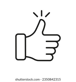 Thumb Up Line Icon. Finger Up, Good, Best Gesture Sign in Social Media Linear Pictogram. Like Outline Sign. Approve, Confirm, Accept, Verify Symbol. Editable Stroke. Isolated Vector Illustration.