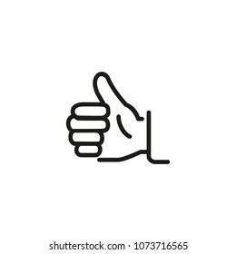 Thumb up line icon. Like, approval, hand. Gesture concept. Can be used for topics like social network, mobile app, website.