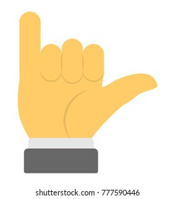 
Thumb and little finger pointing outwards while the rest fingers are closed
