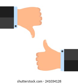 Thumb up and low isolated on white background