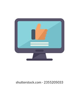 Thumb up marketing icon flat vector. Online strategy. Social design isolated