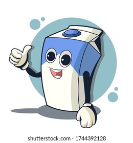 thumb up milk vector mascot illustration, vector icon illustration