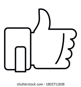 Thumb up mission icon. Outline thumb up mission vector icon for web design isolated on white background