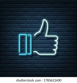 thumb up neon sign vector elements