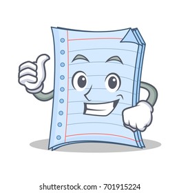 Thumb up notebook character cartoon style