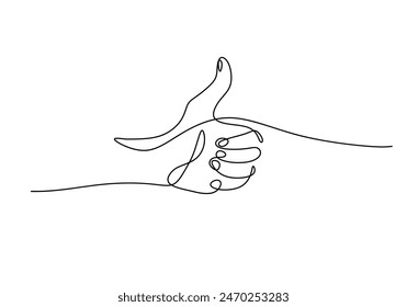 Thumb up or ok hand gesture continuous line drawing. Greeting with hand concept. Vector illustration minimalist design hand drawn isolated on white background.