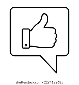 Thumb up on bubble speech icon symbol. Outline style. Vector illustration