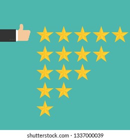 thumb up on different level in flat design