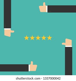 thumb up on different level in flat design