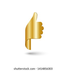 Thumb up on the hand like symbol an abstract in the form of a gold award.
