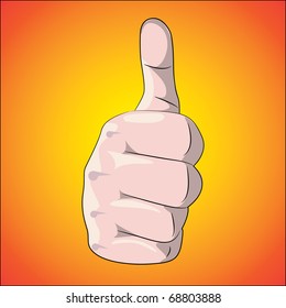 thumb up on orange background - illustration