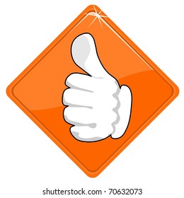 Thumb up on an orange sign