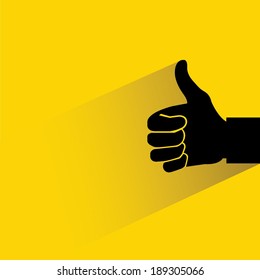 thumb up on yellow background, flat and shadow style