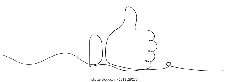 Thumb up in one line drawing. One line drawing background. Continuous line drawing of like icon. Vector illustration. Like icon	