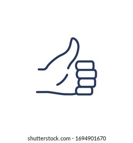 Thumb up outline icon isolated on white background. Approval and acceptance concept. Hand showing like symbol for web site or mobile app design.