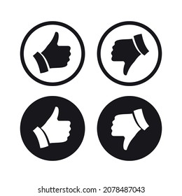 Thumb up outline icon. Round "Like" and "Dislike" buttons for rating on the web and on mobile devices. Vector pictogram for selection.