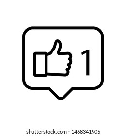 Thumb up outline icon in a square bubble. Social network like sign 