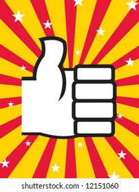 thumb up over a yellow and red star