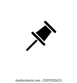 Thumb pin black and white flat vector icon design. Thumb pin glyph and pictogram