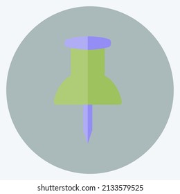 Thumb Pin Icon in trendy flat style isolated on soft blue background