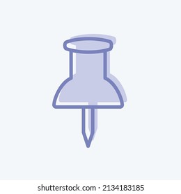Thumb Pin Icon in trendy two tone style isolated on soft blue background