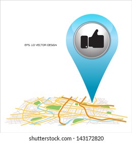 thumb,  pin pointer on map location.