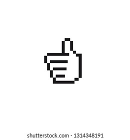 Thumb up pixel. Like pixel on white background