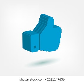 símbolo de píxel hacia arriba logotipo vectorial aislado 3d