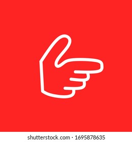 The thumb is pointing up and the index finger is pointing forward.