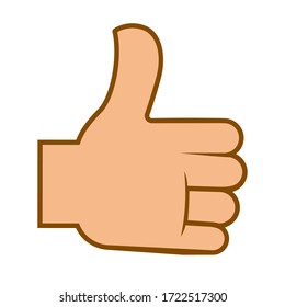 Thumb up pointing at positive five star feedback vector. Rating, evaluation and success, feedback and review, quality and management concept. Approval sign, social network mark, human hand and finger