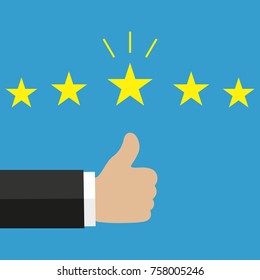 Thumb up pointing. Rating, evaluation, success, feedback, review, quality and management concept.