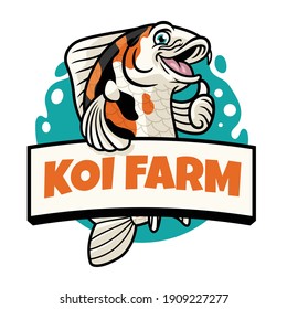 thumb up pose of cute cartoon koi fish