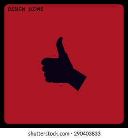 thumb up positive symbol. icon. vector. Flat design style.
