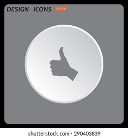 thumb up positive symbol. icon. vector. Flat design style.