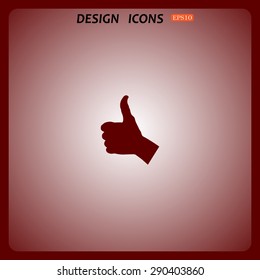 thumb up positive symbol. icon. vector. Flat design style.