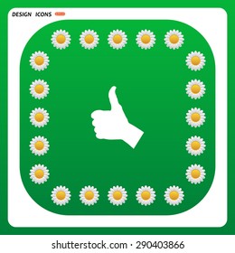 thumb up positive symbol. icon. vector. Flat design style.