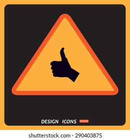 thumb up positive symbol. icon. vector. Flat design style.