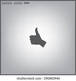 thumb up positive symbol. icon. vector. Flat design style.