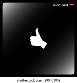 thumb up positive symbol. icon. vector. Flat design style.