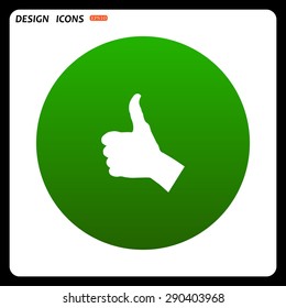thumb up positive symbol. icon. vector. Flat design style.